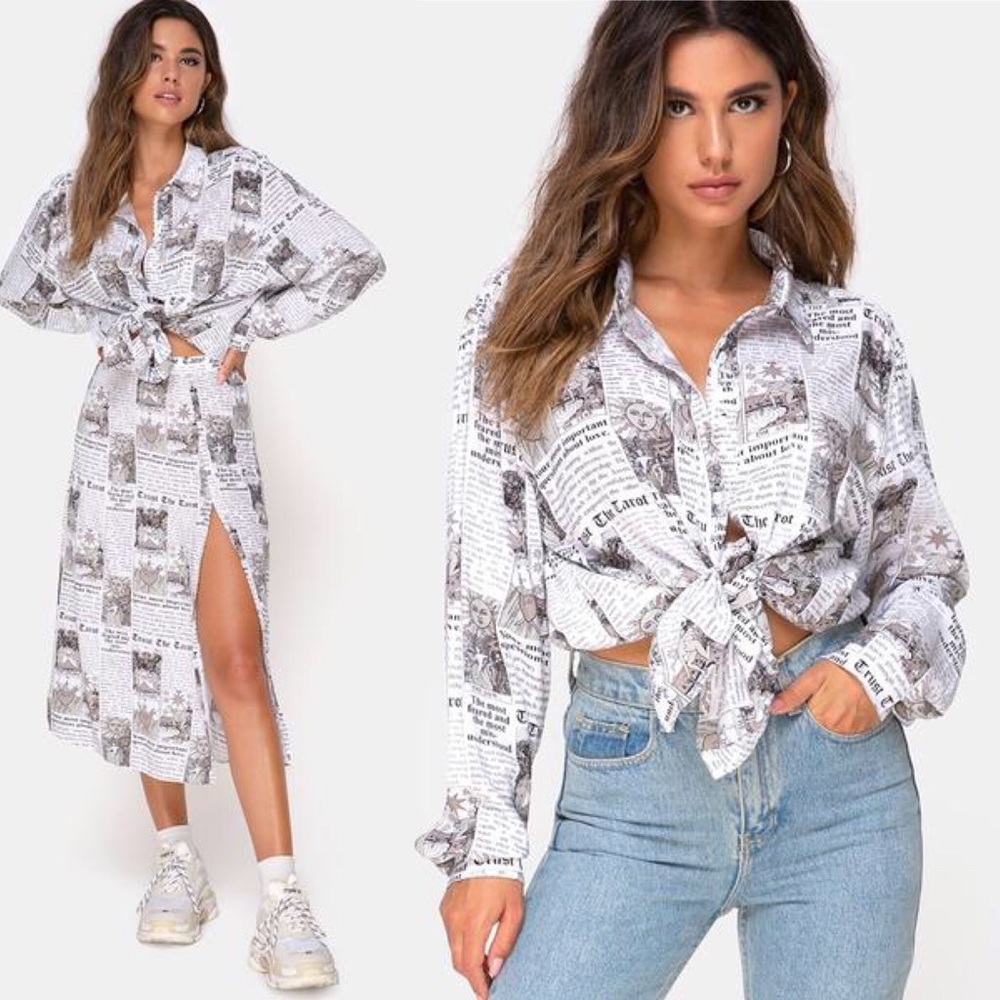 *SOLD OUT* Newsflash Newsaper Print Oxford Shirt - Picture 3 of 5
